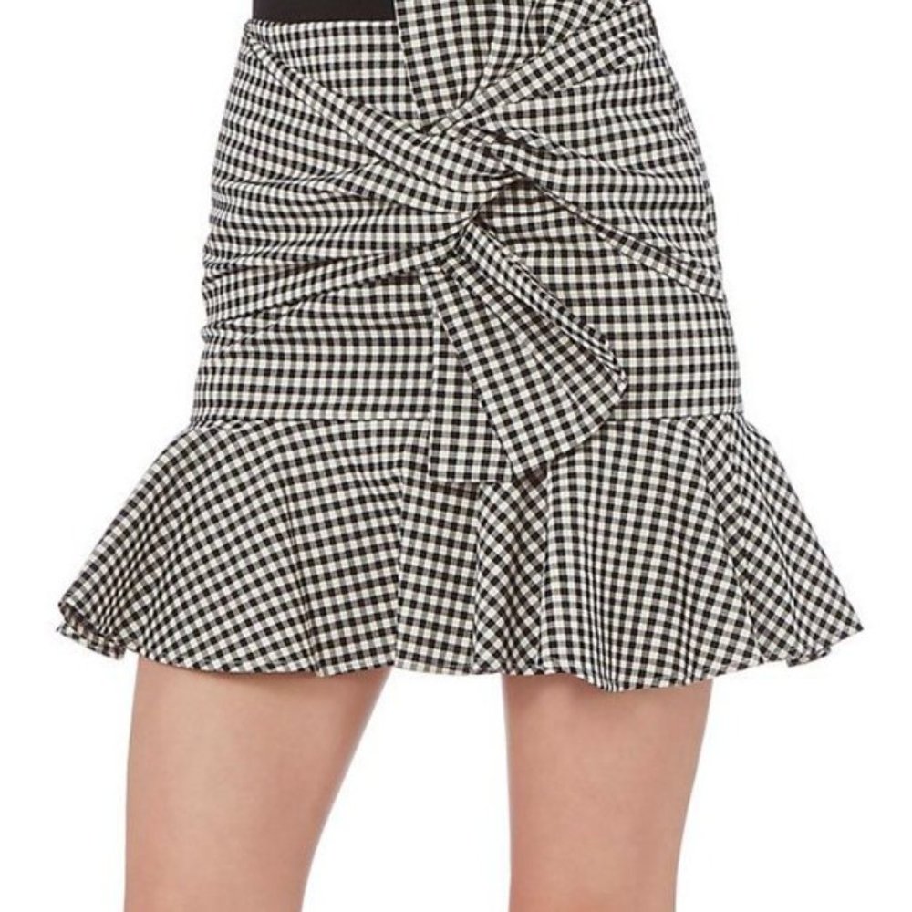 Veronica Beard picnic bow gingham mini skirt